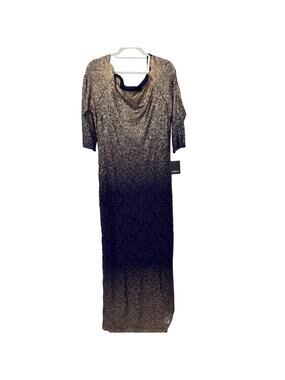 Marina Womens Glitter Lace Maxi Dress Size 16 Wedding Formal Party Plum Gold